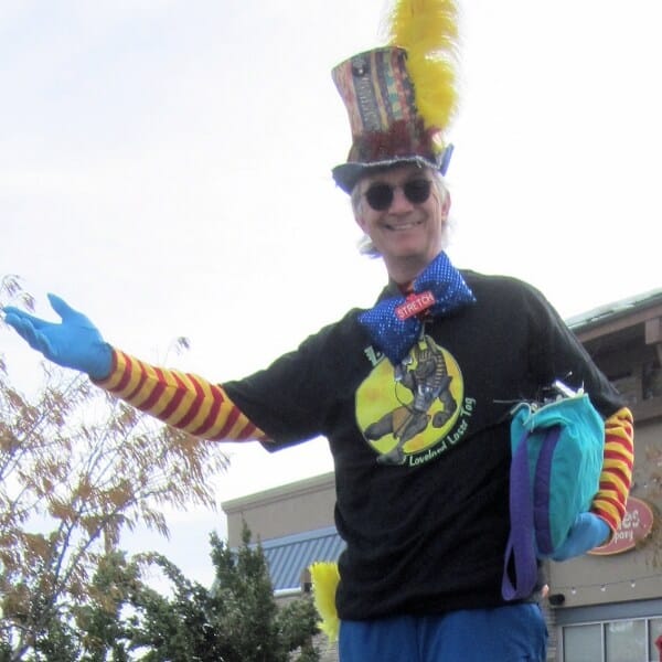 Stilt walker Stretch the nine foot clown at the Halloween Hullabaloo at Centerra . Loveland Laser Tag was my sponsor. THANK YOU LOVELAND LASER TAG! Stilt walker Stretch the nine foot clown at the Halloween Hullabaloo at Centerra . Loveland Laser Tag was my sponsor. THANK YOU LOVELAND LASER TAG!